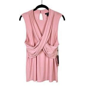 NWT Halogen Pink Bride Sleeveless Keyhole Back Crossover Stretch Tank Top Size L